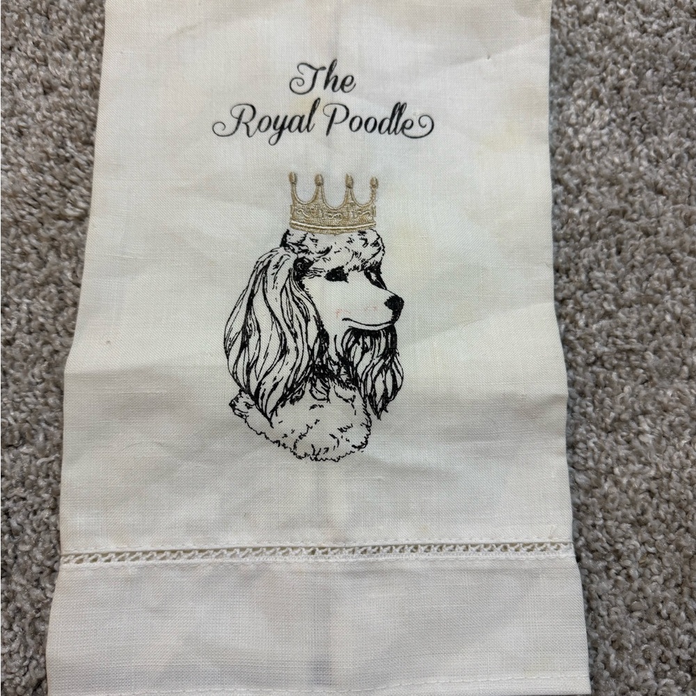 The Royal Poodle Embroidered Hand Towel